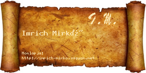 Imrich Mirkó névjegykártya